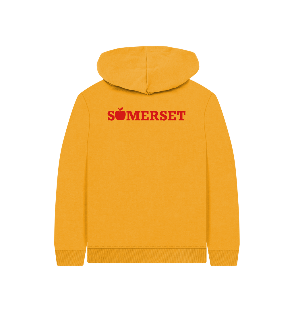Mustard Printed Kids Hoodie Back