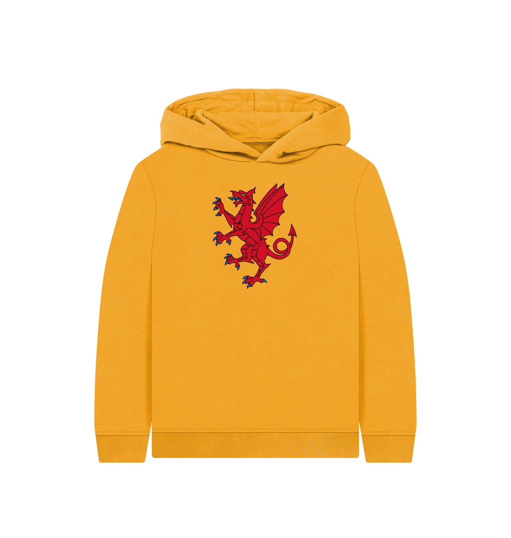 Mustard Printed Kids Hoodie Front